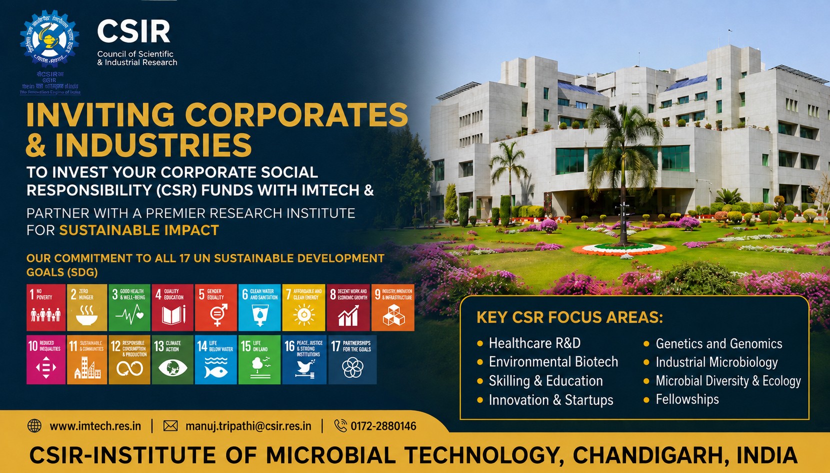 CSIR-IMTECH welcomes corporate to invest CSR funds in R&D activities of the Institute